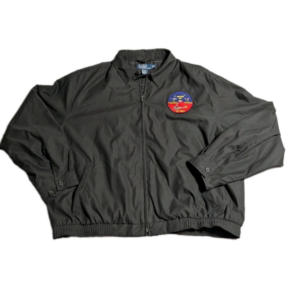 Polo Ralph Lauren Jacket Mens XXL Navy Fighter Det Key West Patch Full Zip Black